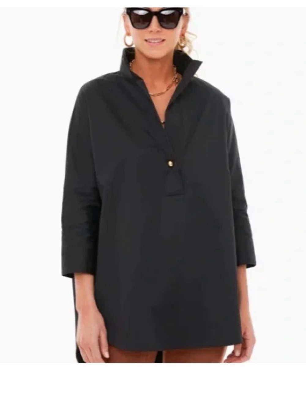 Tuckernuck Black Willow Blouse gold button S